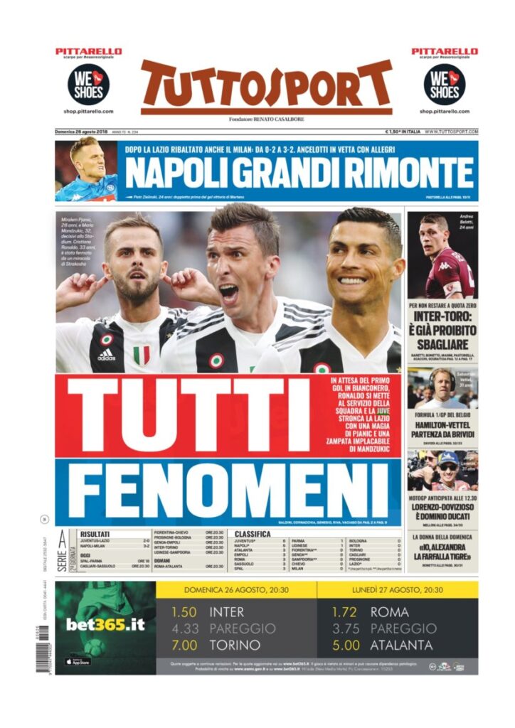 Rassegna Bianconera di domenica 26 agosto 2018 2 TS 18