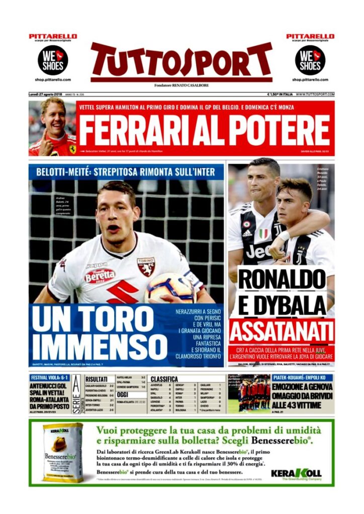 Rassegna Bianconera di lunedì 27 agosto 2018 7 TS 19