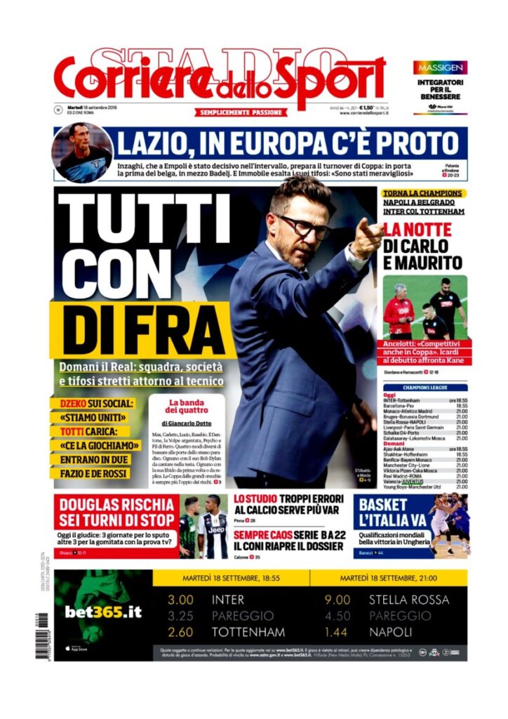 Rassegna Bianconera di martedì 18 settembre 2018 5 T5 9