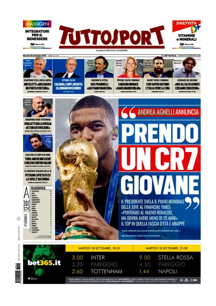 Rassegna Bianconera di martedì 18 settembre 2018 1 TS 5