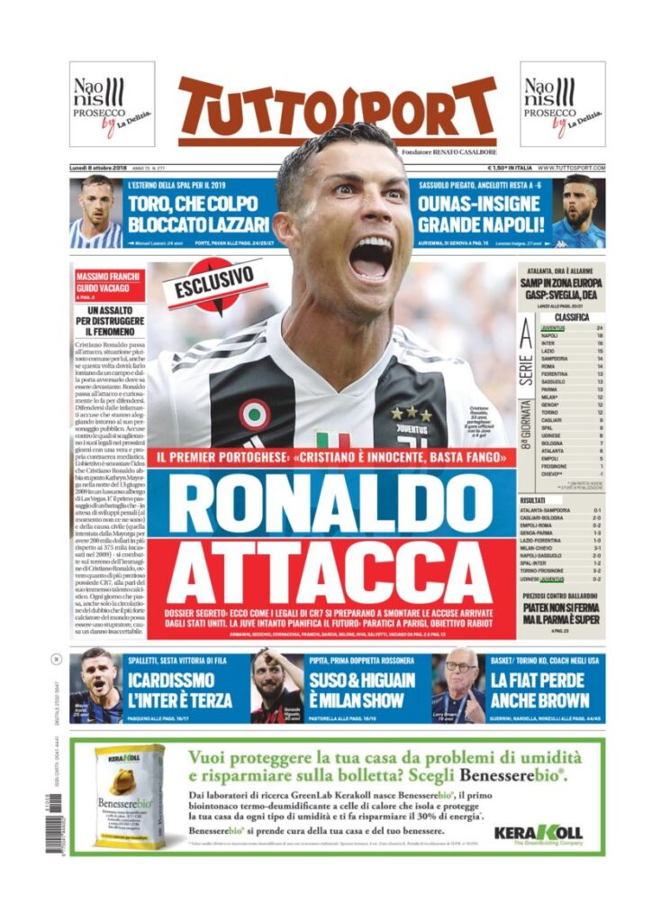 Rassegna Bianconera di lunedì 8 ottobre 2018 1 T 1