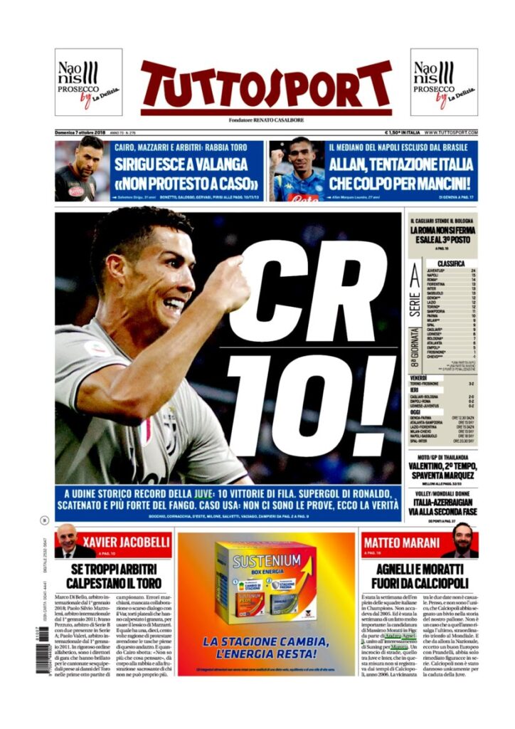 Rassegna Bianconera di domenica 7 ottobre 208 4 T