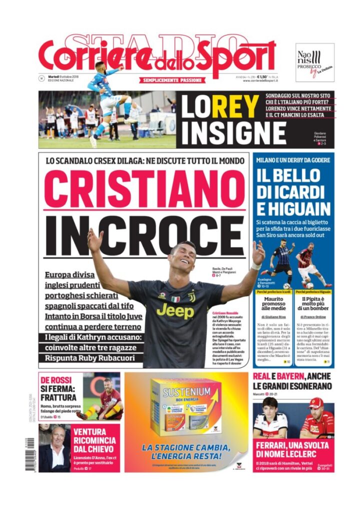 Rassegna Bianconera di martedì 9 ottobre 2018 3 T3 8