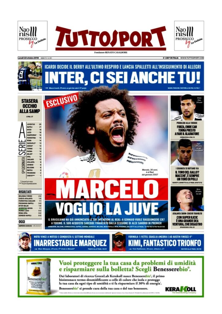 Rassegna Bianconera di lunedì 22 ottobre 2018 1 TS 15