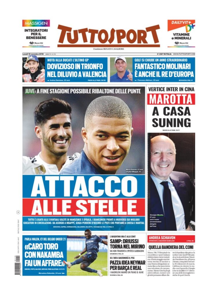 Rassegna Bianconera di lunedì 19 novembre 2018 1 T1 13