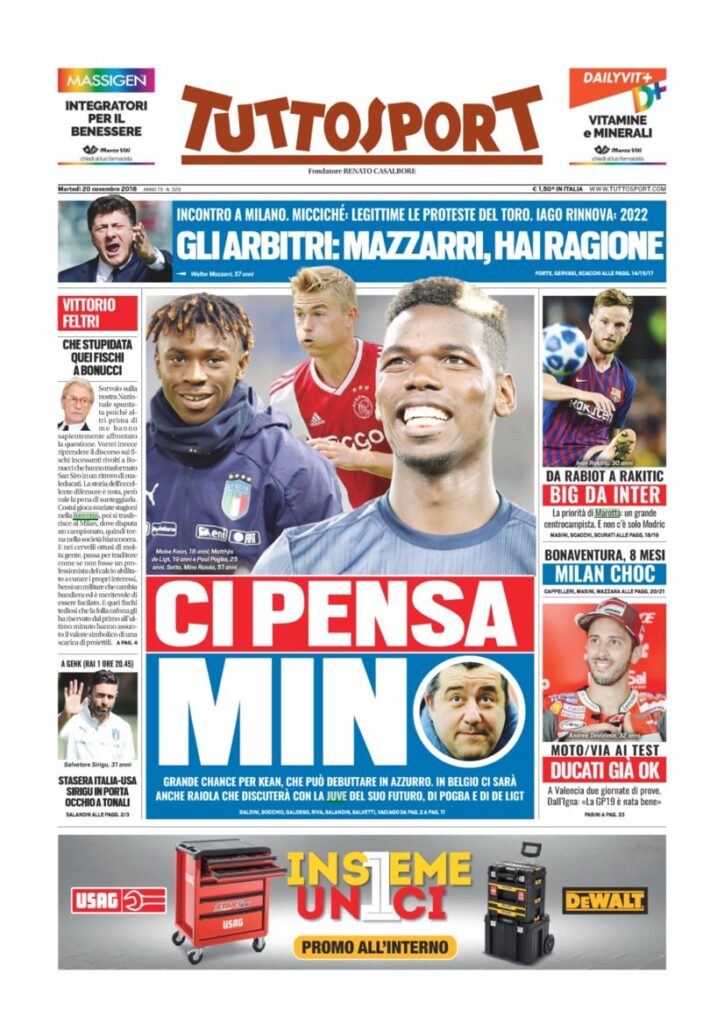 Rassegna Bianconera di martedì 20 novembre 2018 1 T1 14