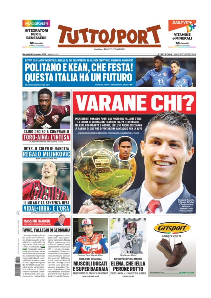 Rassegna Bianconera di mercoledì 21 novembre 2018 1 T1 15