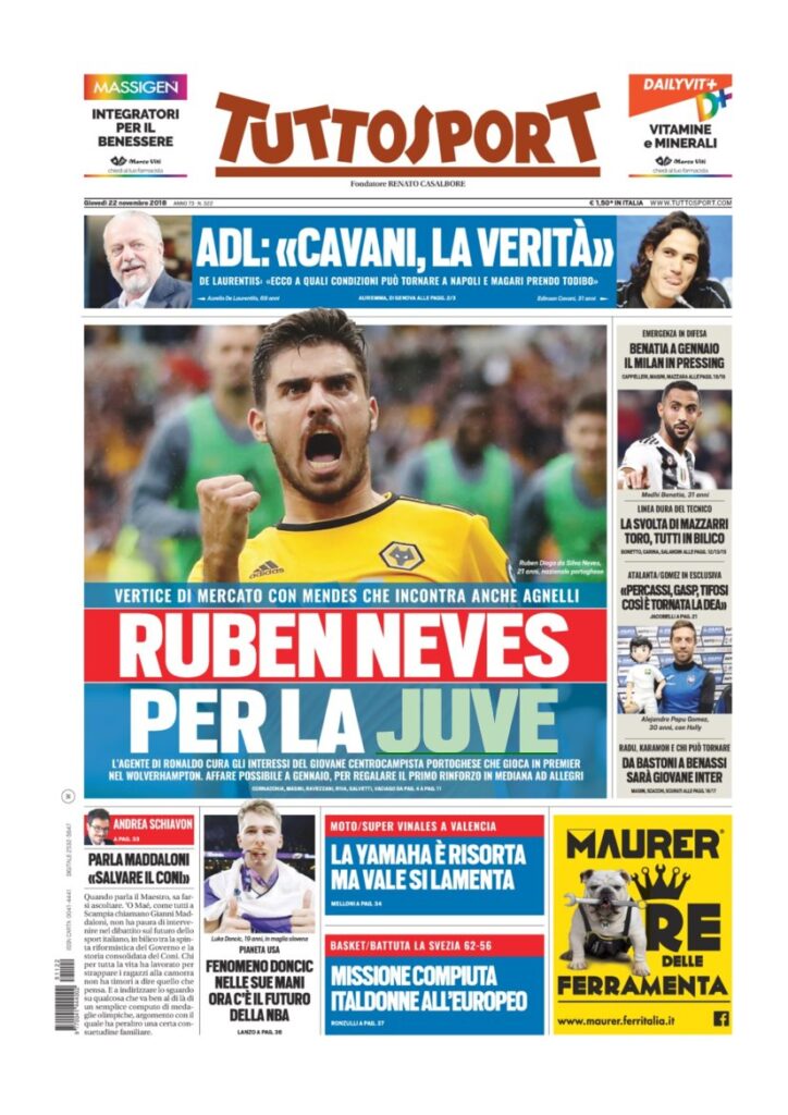 Rassegna Bianconera di giovedì 22 novembre 2018 3 T1 16