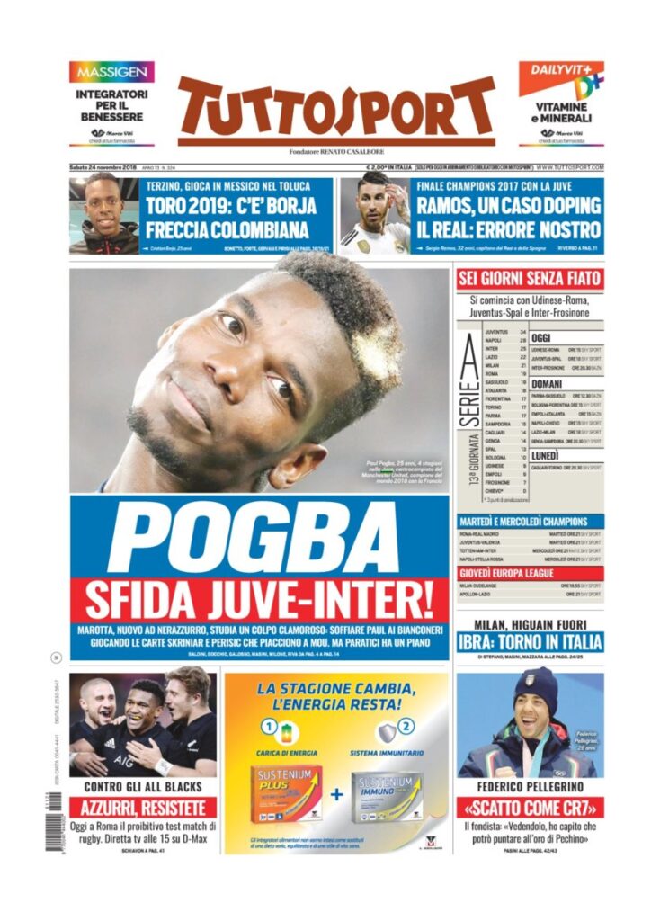 Rassegna Bianconera di sabato 24 novembre 2018 3 T1 18