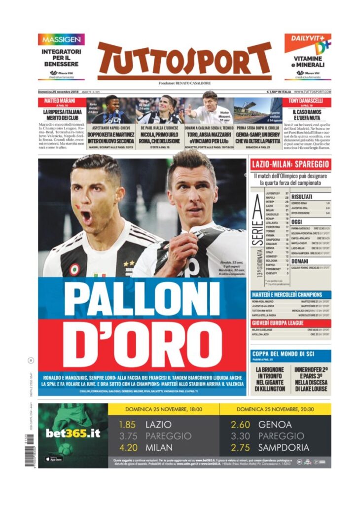 Rassegna Bianconera di domenica 25 novembre 2018 1 T1 19