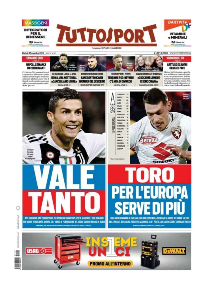 Rassegna Bianconera di martedì 27 novembre 2018 1 T1 21