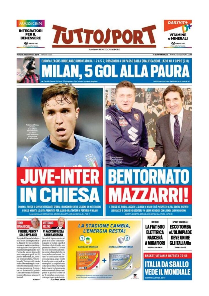 Rassegna Bianconera di venerdì 30novembre 2018 1 T1 24