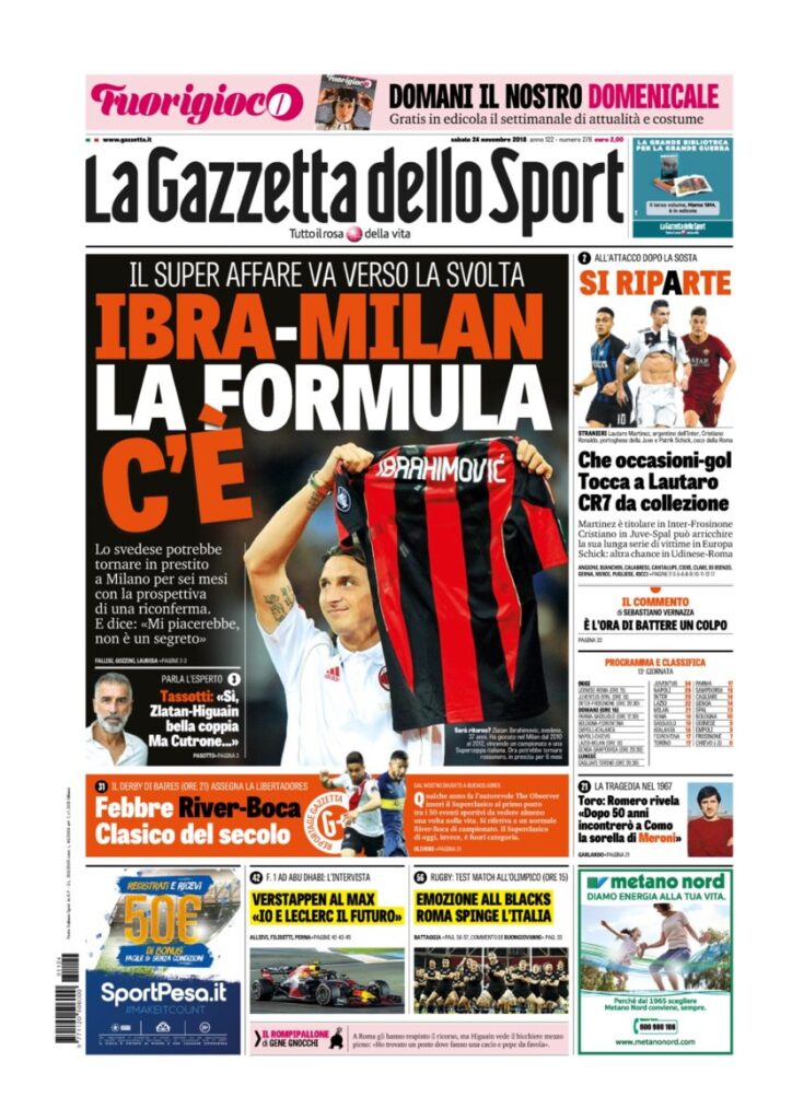 Rassegna Bianconera di sabato 24 novembre 2018 4 T2 18