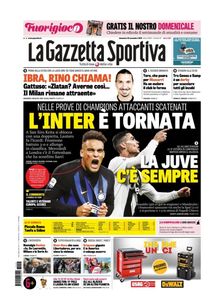 Rassegna Bianconera di domenica 25 novembre 2018 2 T2 19