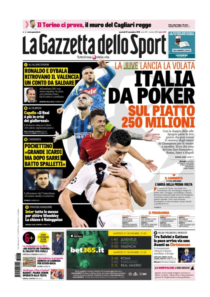 Rassegna Bianconera di martedì 27 novembre 2018 2 T2 21