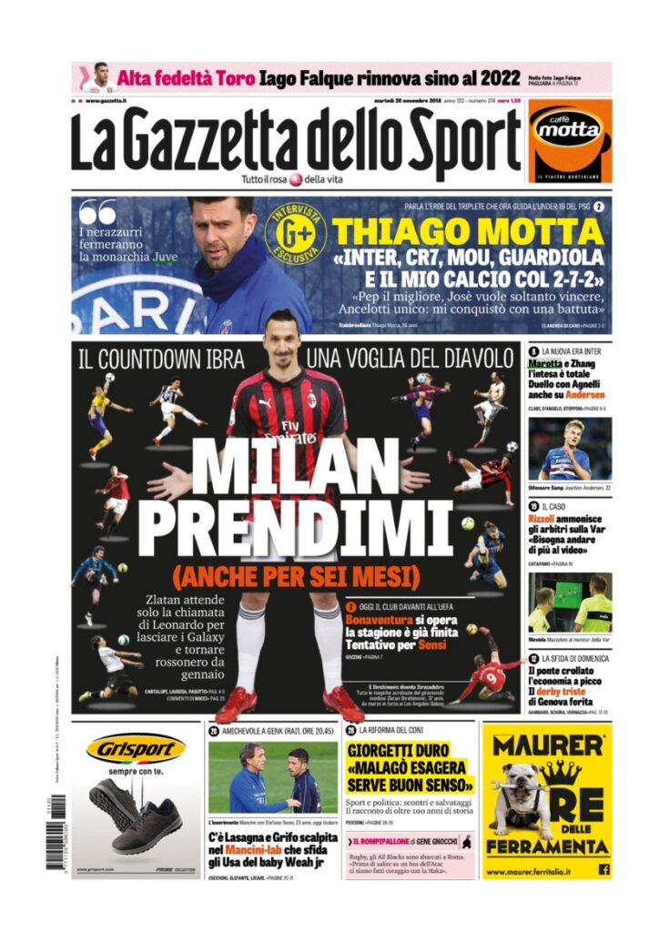 Rassegna Bianconera di martedì 20 novembre 2018 3 T3 14