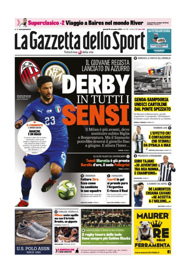 Rassegna Bianconera di giovedì 22 novembre 2018 4 T3 16