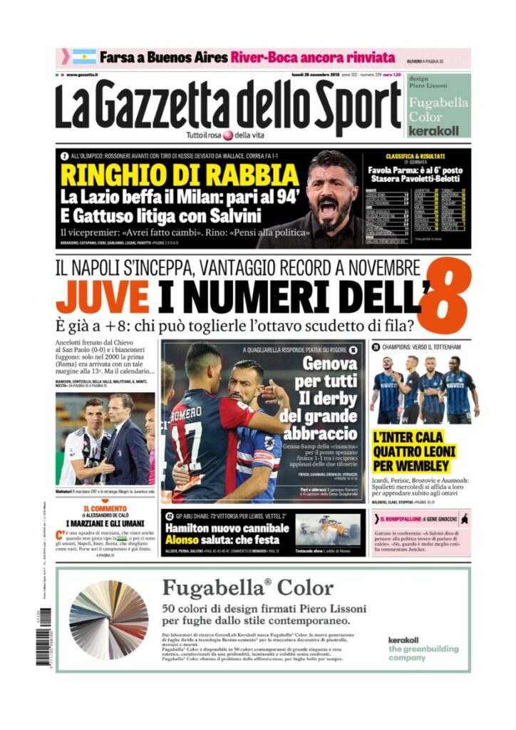 Rassegna Bianconera di lunedì 26 novembre 2018 3 T3 20