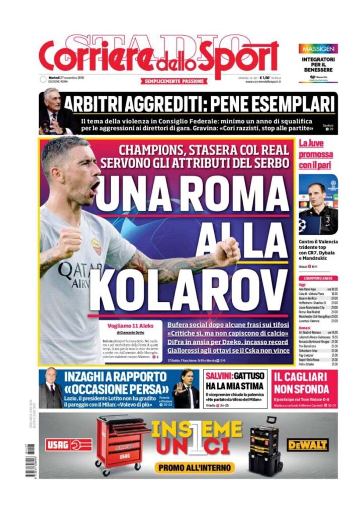 Rassegna Bianconera di martedì 27 novembre 2018 3 T3 21