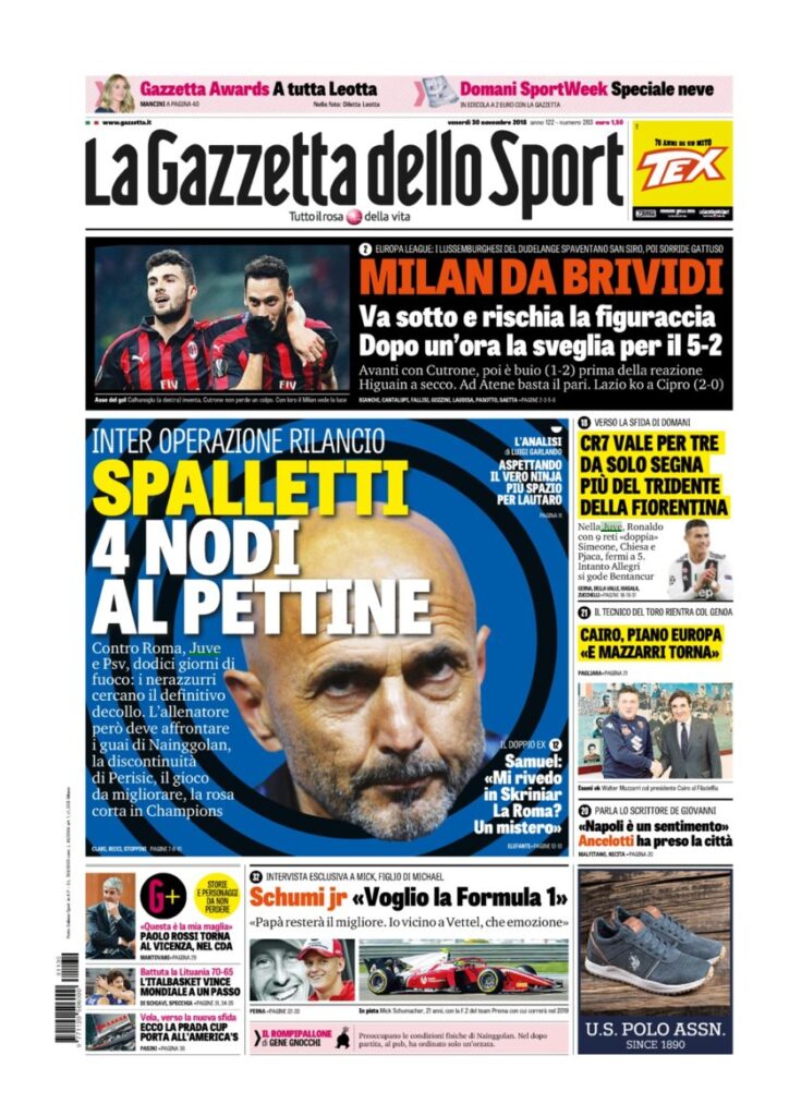 Rassegna Bianconera di venerdì 30novembre 2018 3 T3 24