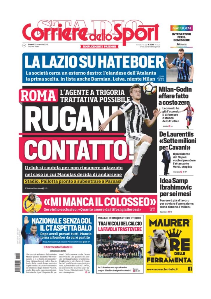 Rassegna Bianconera di giovedì 22 novembre 2018 1 T4 16