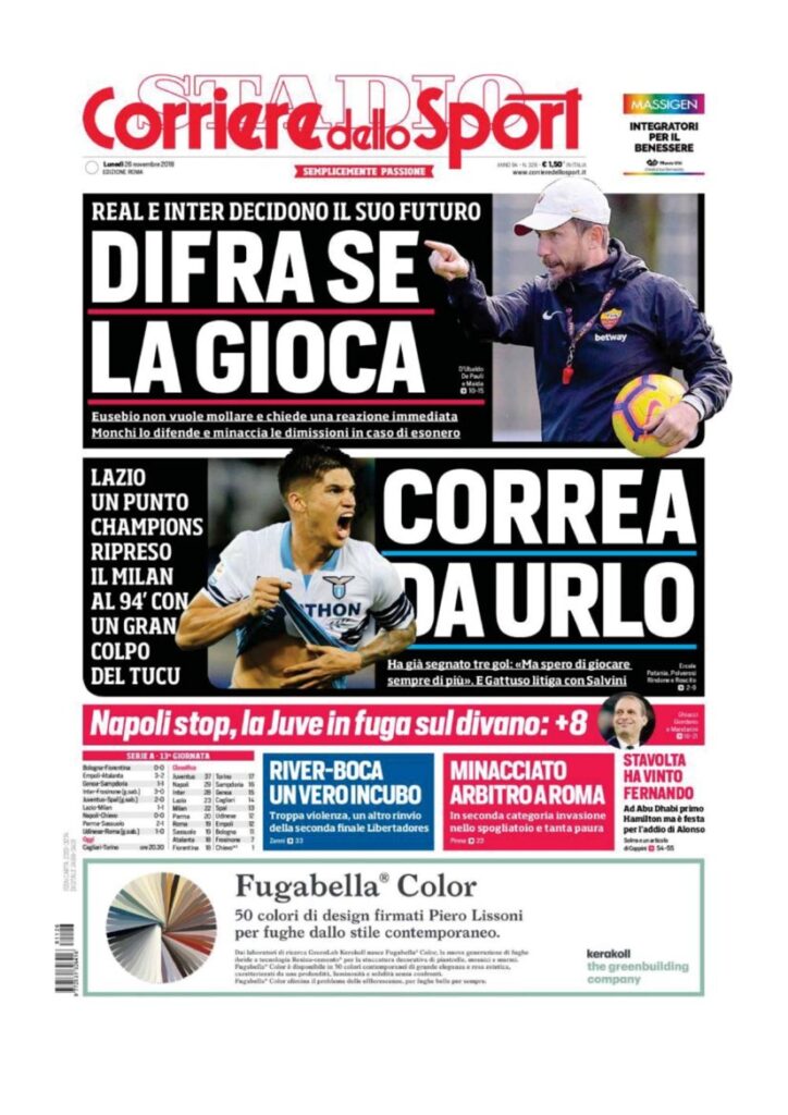 Rassegna Bianconera di lunedì 26 novembre 2018 4 T4 20