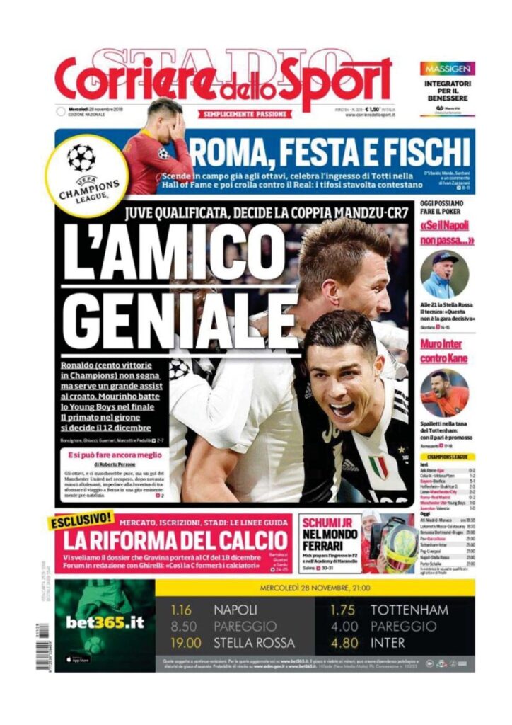 Rassegna Bianconera di mercoledì 28 novembre 2018 4 T4 22