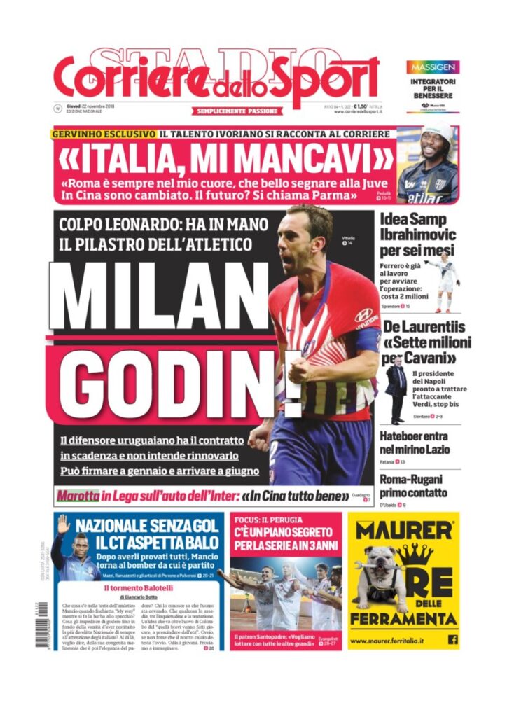 Rassegna Bianconera di giovedì 22 novembre 2018 5 T5 10