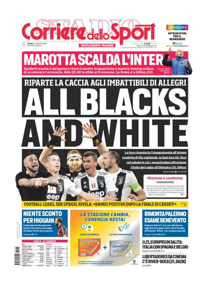 Rassegna Bianconera di sabato 24 novembre 2018 1 T5 11