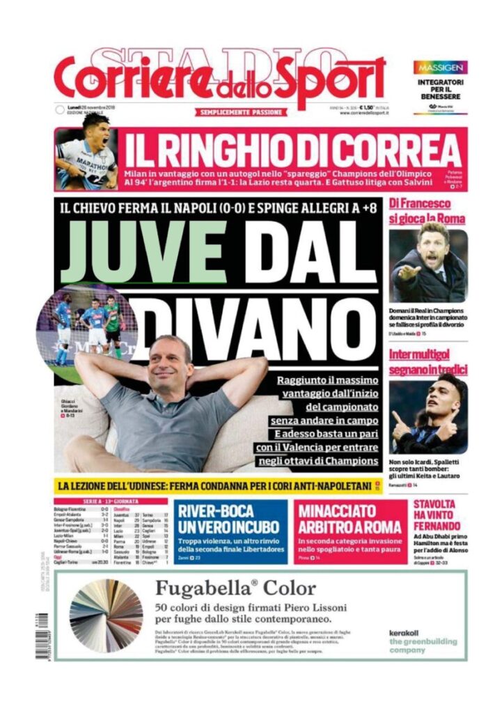 Rassegna Bianconera di lunedì 26 novembre 2018 5 T5 12