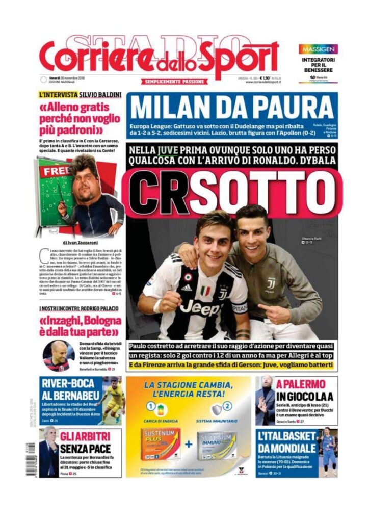 Rassegna Bianconera di venerdì 30novembre 2018 5 T5 15