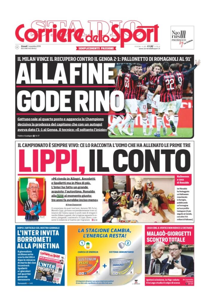 Rassegna Bianconera di giovedì 1 novembre 2018 1 T5