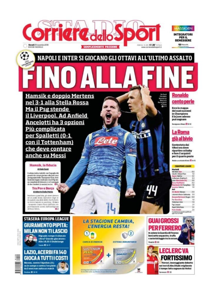 Rassegna Bianconera di giovedì 29 novembre 2018 6 T6 5