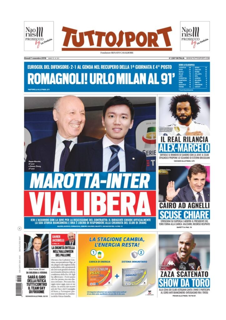 Rassegna Bianconera di giovedì 1 novembre 2018 5 TS