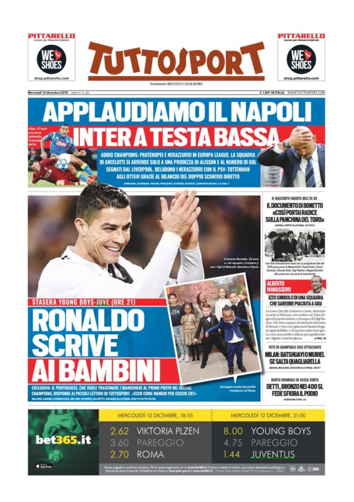 Rassegna Bianconera di mercoledì 12 dicembre 2018 1 T1 11