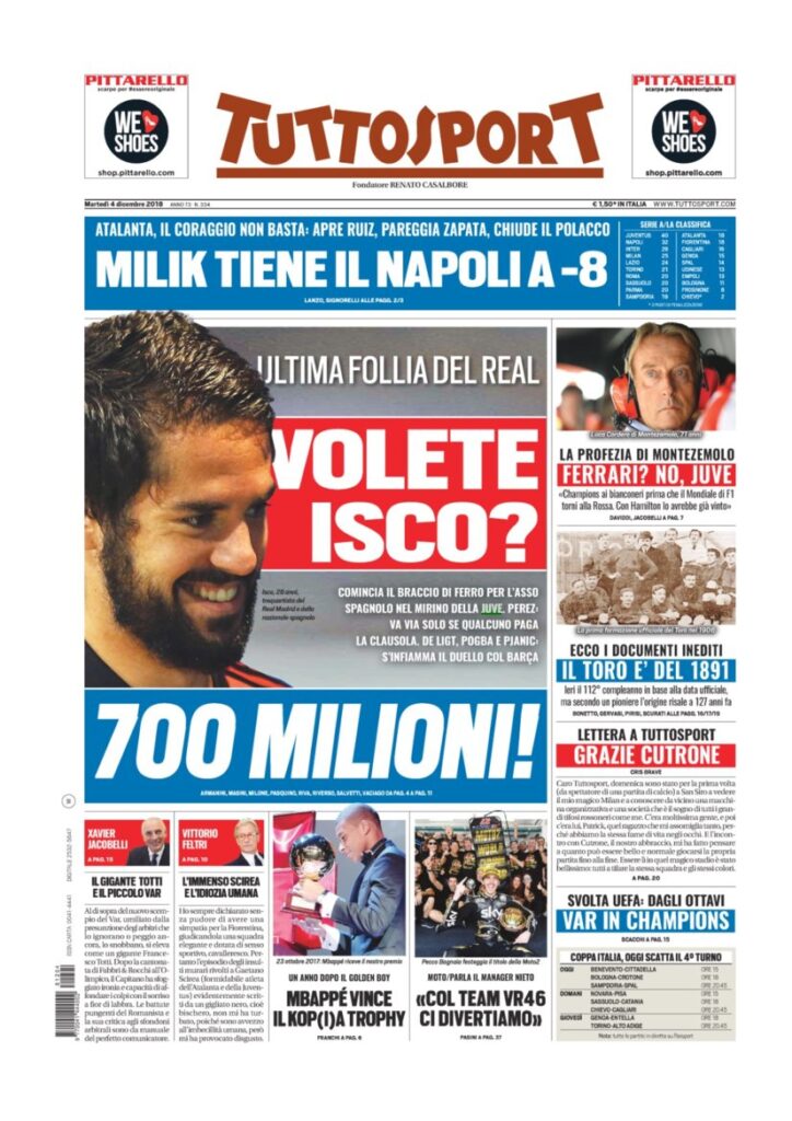 Rassegna Bianconera di martedì 4 dicembre 2018 1 T1 3