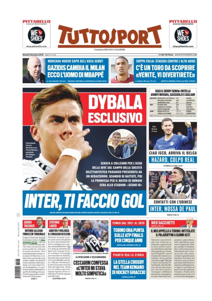 Rassegna Bianconera di giovedì 6 dicembre 2018 1 T1 5