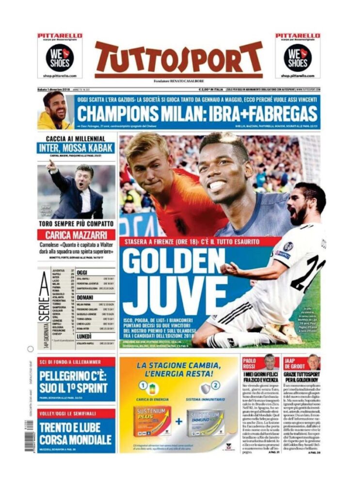 Rassegna Bianconera di sabato 1 dicembre 2018 1 T1