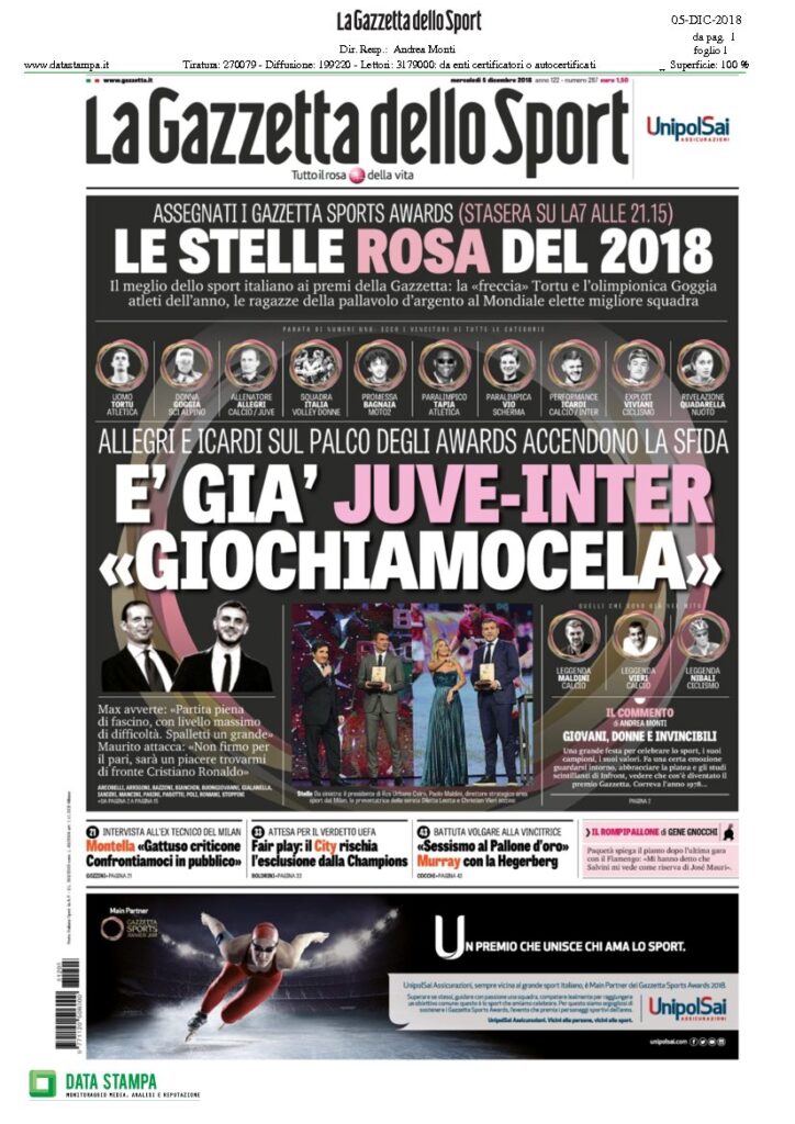 Rassegna Bianconera di mercoledì 5 dicembre 2018 3 T2 4