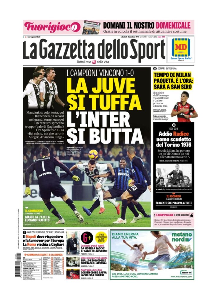 Rassegna Bianconera di sabato 8 dicembre 2018 2 T2 7