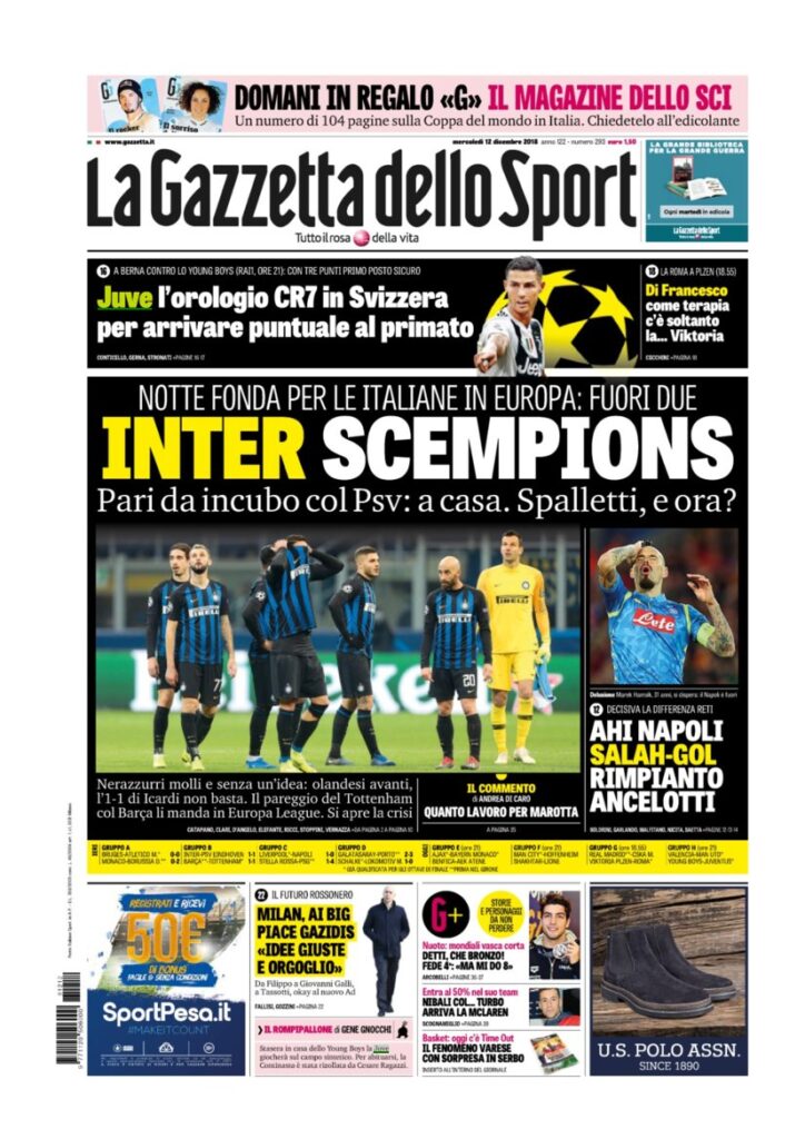 Rassegna Bianconera di mercoledì 12 dicembre 2018 3 T3 10