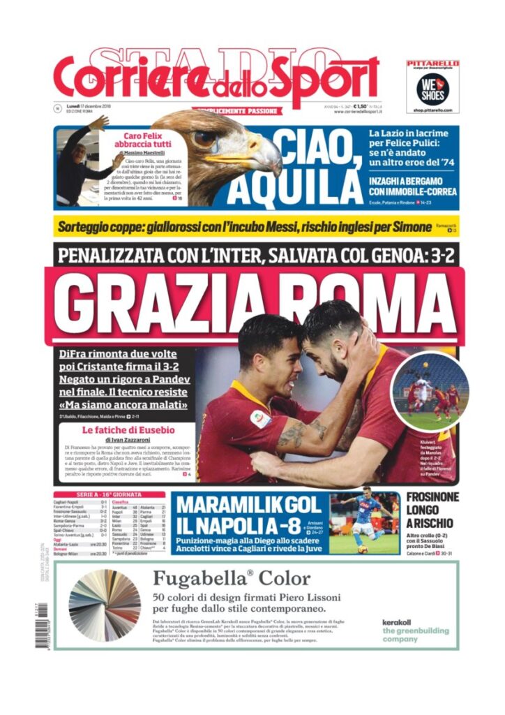 Rassegna Bianconera di lunedì 17 dicembre 2018 3 T3 15