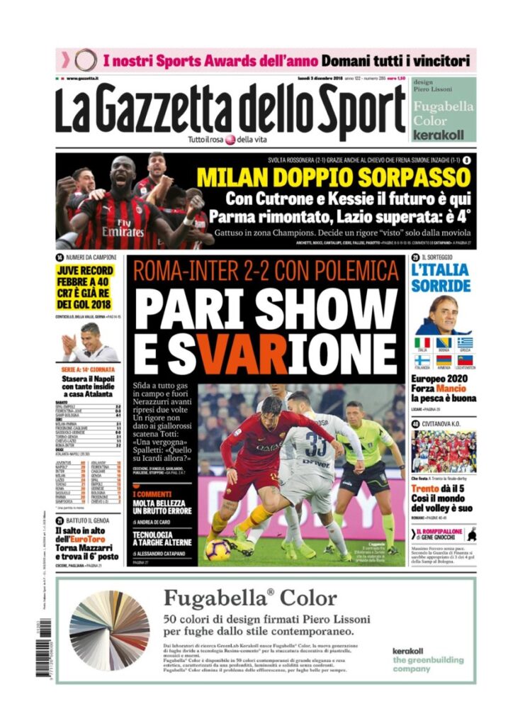 Rassegna Bianconera di lunedì 3 dicembre 2018 4 T3 2