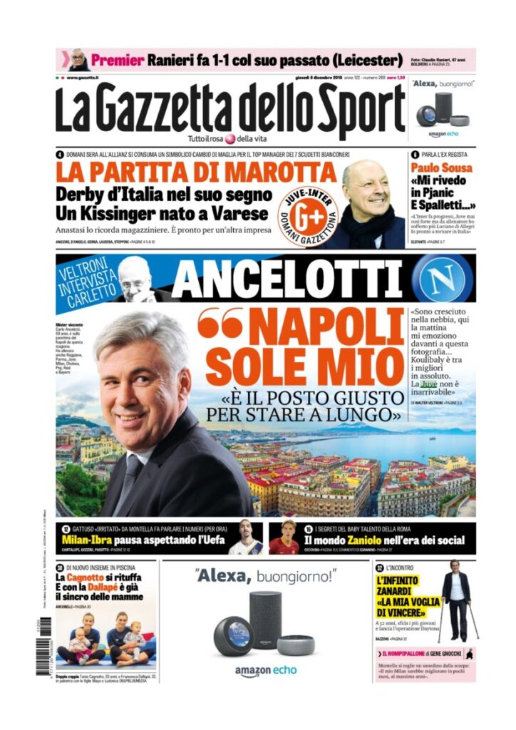 Rassegna Bianconera di giovedì 6 dicembre 2018 5 T3 5