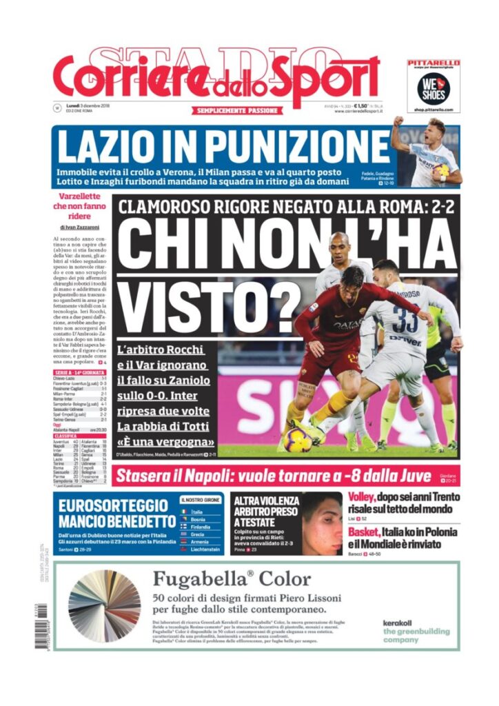 Rassegna Bianconera di lunedì 3 dicembre 2018 5 T4 2