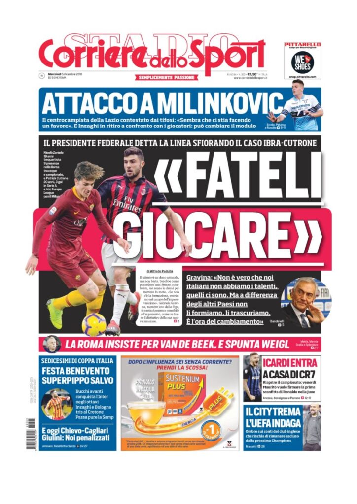 Rassegna Bianconera di mercoledì 5 dicembre 2018 5 T4 4