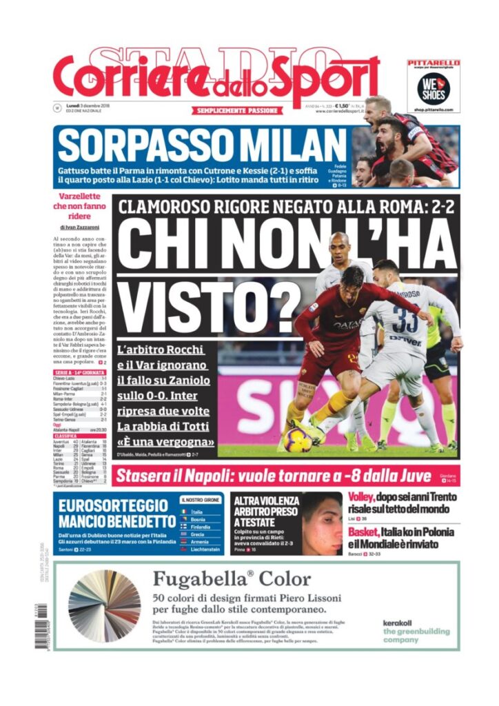 Rassegna Bianconera di lunedì 3 dicembre 2018 2 T5 1