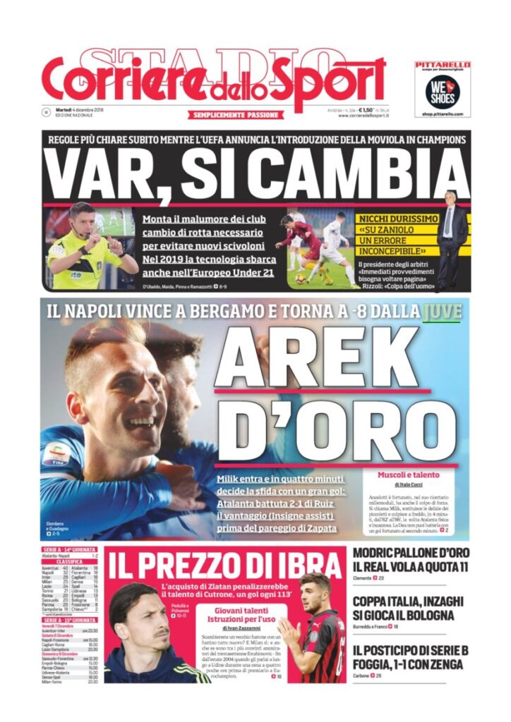 Rassegna Bianconera di martedì 4 dicembre 2018 3 T5 2