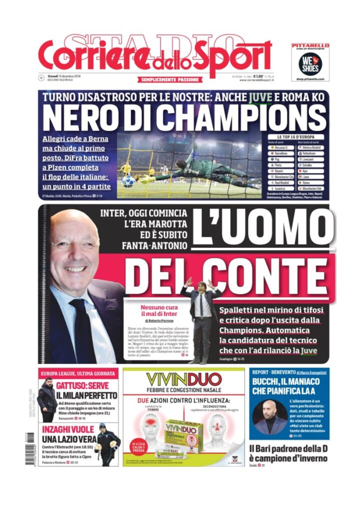 Rassegna Bianconera di giovedì 13 dicembre 2018 5 T5 9