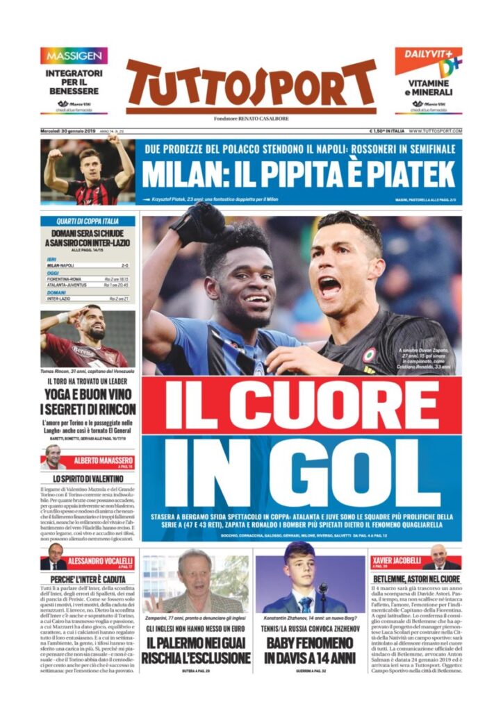 Rassegna Bianconera di mercoledì 30 gennaio 2019 1 T1 13